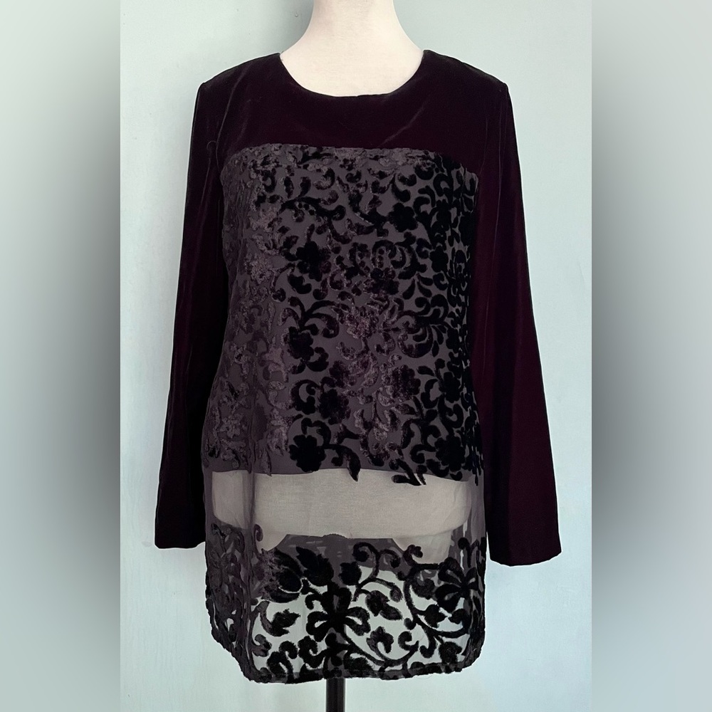 Vintage 90’s CDC Caren Desiree Company Black Velvet Burnout Tunic Size 8